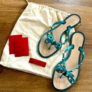 Blue and silver studded Valentino sandals